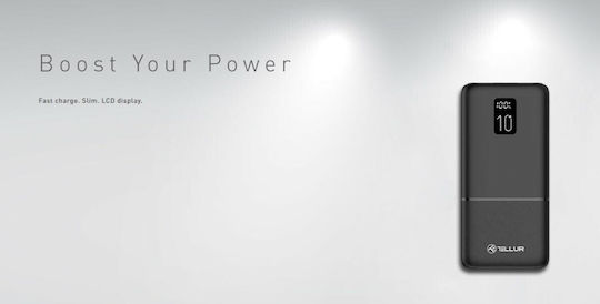 Tellur PD102 Power Bank 10000mAh 22.5W with 2 USB-A Ports and USB-C Port Quick Charge 3.0 Black view 4