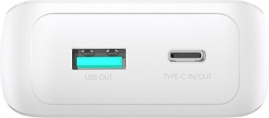 Joyroom Power Bank 10000mAh 30W with USB-A Port and USB-C Port White view 3