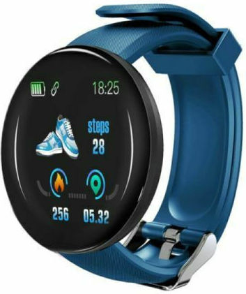 D18 Smartwatch with Heart Rate Monitor (Blue) view 3