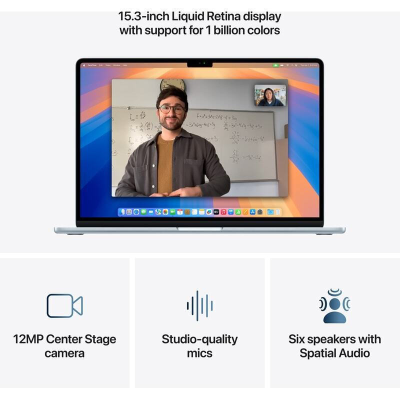 Apple MacBook Air 15.3" IPS Retina Display (M4-10-Core/16GB/512GB SSD/10-Core GPU) with 35W Charger (Dual Port) Sky Blue (International English Keyboard) view 7
