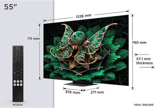 TCL Smart Television 55" 4K UHD Mini LED 55C7K HDR (2025) view 3