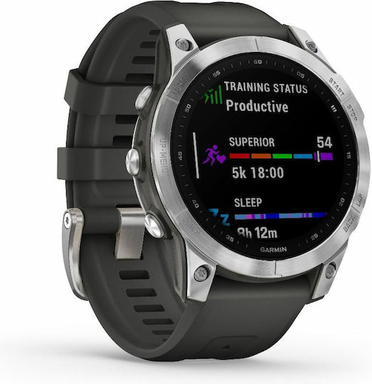 Garmin Fenix 7 Stainless Steel 47mm Waterproof Smartwatch with Heart Rate Monitor (Silver with Graphite Band) view 5