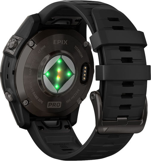 Garmin Epix Pro (Gen 2) Sapphire Edition Titanium 47mm Waterproof Smartwatch with Heart Rate Monitor (Carbon Grey DLC Titanium with Black Band) view 4