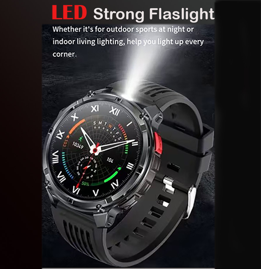 Aluminum 52mm Smartwatch with Pedometer Heart Rate Oximeter Sleep Monitoring Blood Pressure Meter Microphone Case Size Black view 8