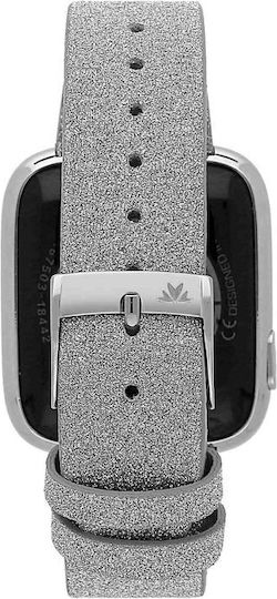 Morellato M-01 Stainless Steel Smartwatch with Heart Rate Monitor (Grey Leather Strap) view 5