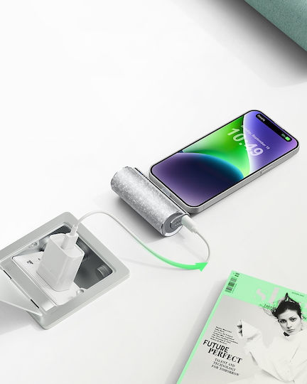 Veger W0573 Power Bank 5000mAh 12W with USB-C Port Power Delivery Glitter Silver view 5