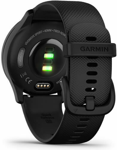 Garmin Vivomove Sport 40mm Waterproof Smartwatch with Heart Rate Monitor (Black Case and Silicone Band with Slate Accents) view 6