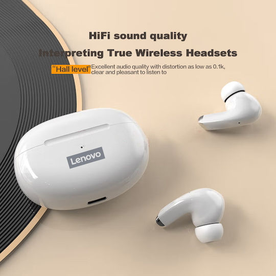 Lenovo LP5 Earbud Bluetooth Handsfree Earphones with Charging Case White view 3