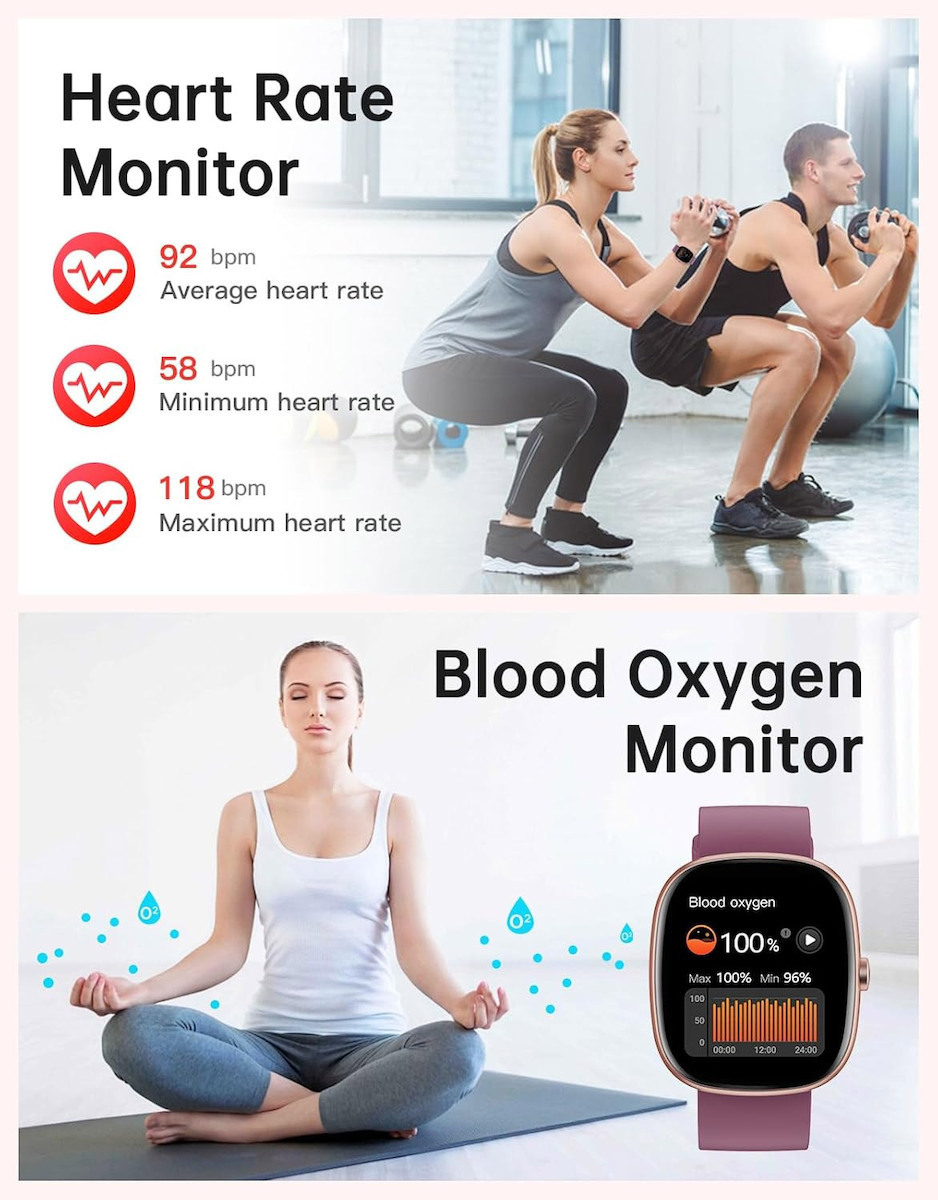 Huakua Smartwatch with Heart Rate Monitor (Purple) view 4