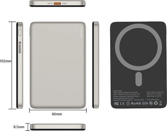 Valenta 588874 MagSafe Power Bank 5000mAh 15W Natural vue 3