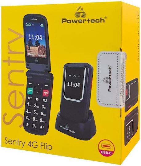 Powertech Sentry PTM-34 Dual SIM Mobile with Large Buttons (Greek Menu) Black view 5