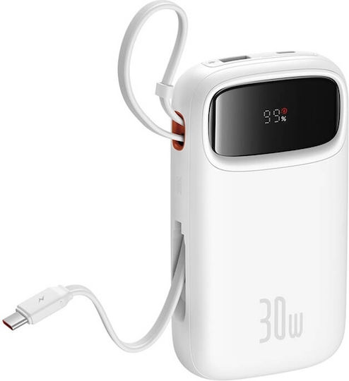 Baseus QPow 2 Power Bank 20000mAh 30W with USB-A Port and 2 USB-C Ports White view 3