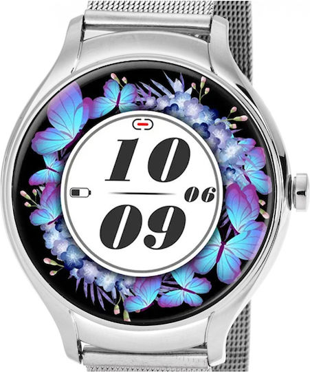 3Guys 3GW5133 Stainless Steel 40mm Smartwatch with Heart Rate Monitor (Silver) view 2