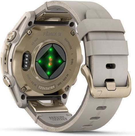 Garmin Fenix 8 Stainless Steel 43mm Waterproof Smartwatch with Heart Rate Monitor (Sapphire, Soft Gold with Limestone Leather Band) view 5