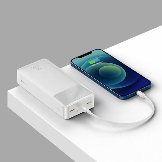 Baseus Bipow Digital Display Power Bank 30000mAh 20W with 2 USB-A Ports and USB-C Port White view 9