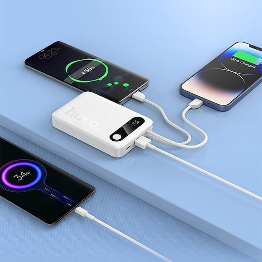 Hoco J171 Power Bank 10000mAh 22.5W with USB-A Port and USB-C Power Delivery Port White view 6