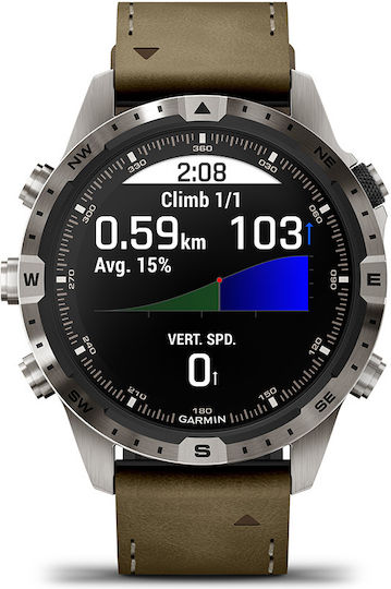 Garmin MARQ® Adventurer (Gen 2) Titanium 46mm Waterproof Smartwatch with Heart Rate Monitor (Khaki) view 9