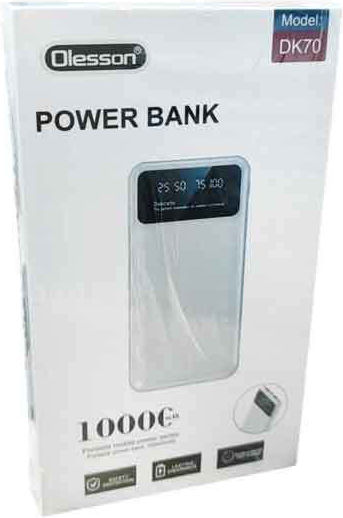 Olesson DK70 Power Bank 10000mAh with USB-A Port and USB-C Port Light Blue