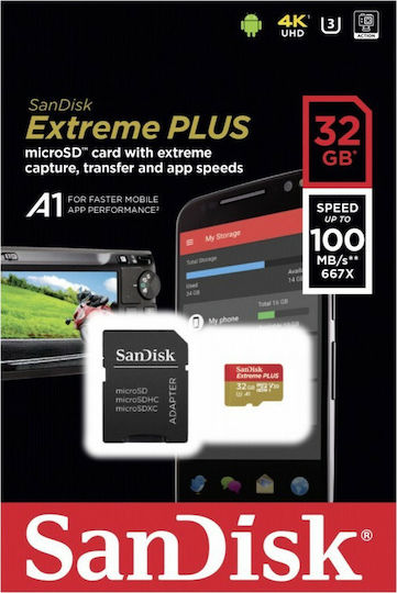 Sandisk Extreme Plus microSDHC 32GB U3 V30 A1 UHS-I 95MB/s With Adapter