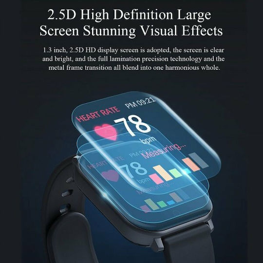 T55 Jinl Smartwatch with Heart Rate Monitor (Black) vue 3