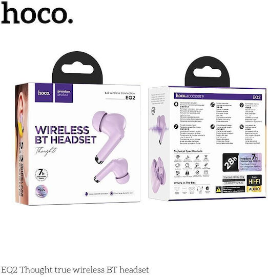 Hoco EQ2 In-ear Bluetooth Handsfree Earphones with Charging Case Purple view 2