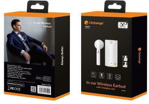 iXchange UA30 Earbud Bluetooth Handsfree Earphone with Charging Case White view 4