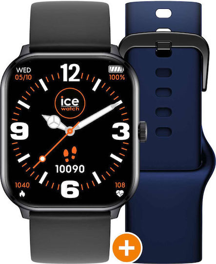 Ice Smart Silicone Blue Strap Gift Set 38mm Smartwatch with Heart Rate Monitor (Black)
