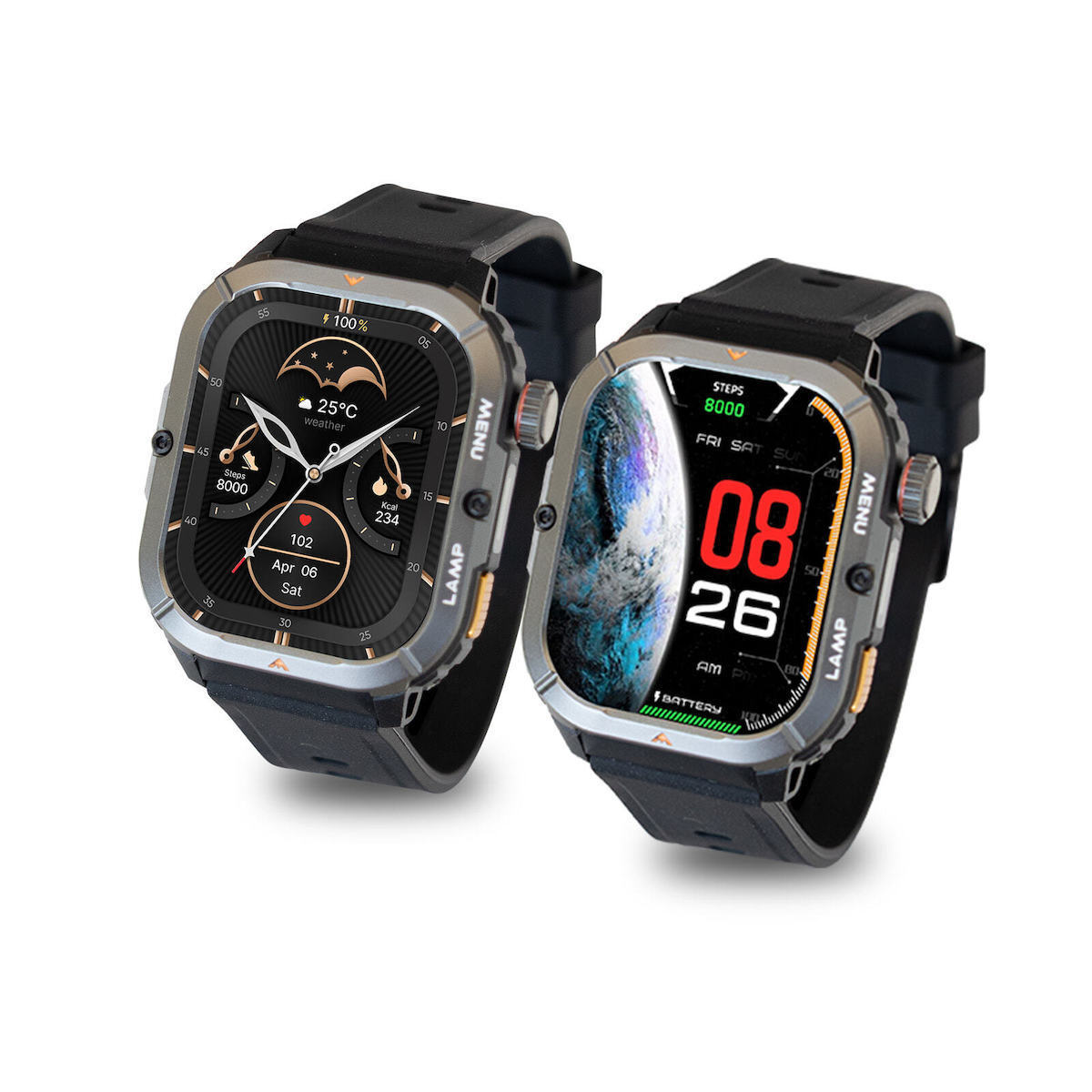 AGM Legion 3 Waterproof Smartwatch with Heart Rate Monitor Black view 2
