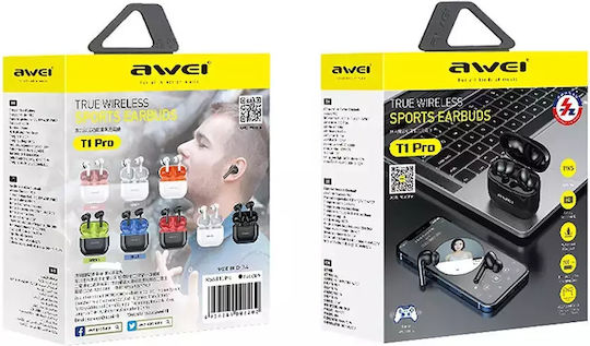 Awei T1 Pro In-ear Bluetooth Handsfree Earphones with Sweat Resistance and Charging Case Black vue 4