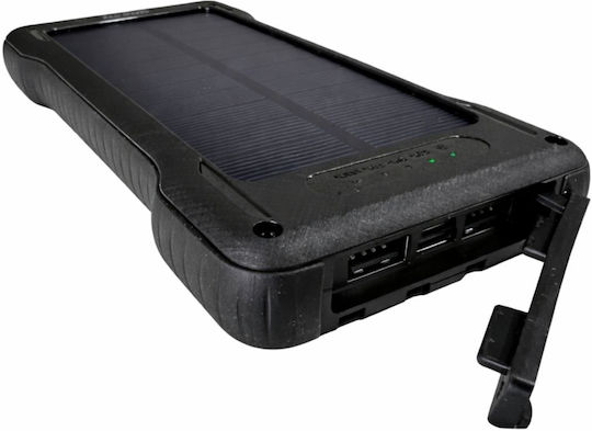 Green Lyca Solar Power Bank 10000mAh with 2 USB-A Ports and USB-C Port Black view 6