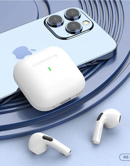 Pavareal V12 Earbud Bluetooth Handsfree Earphones with Charging Case White view 3