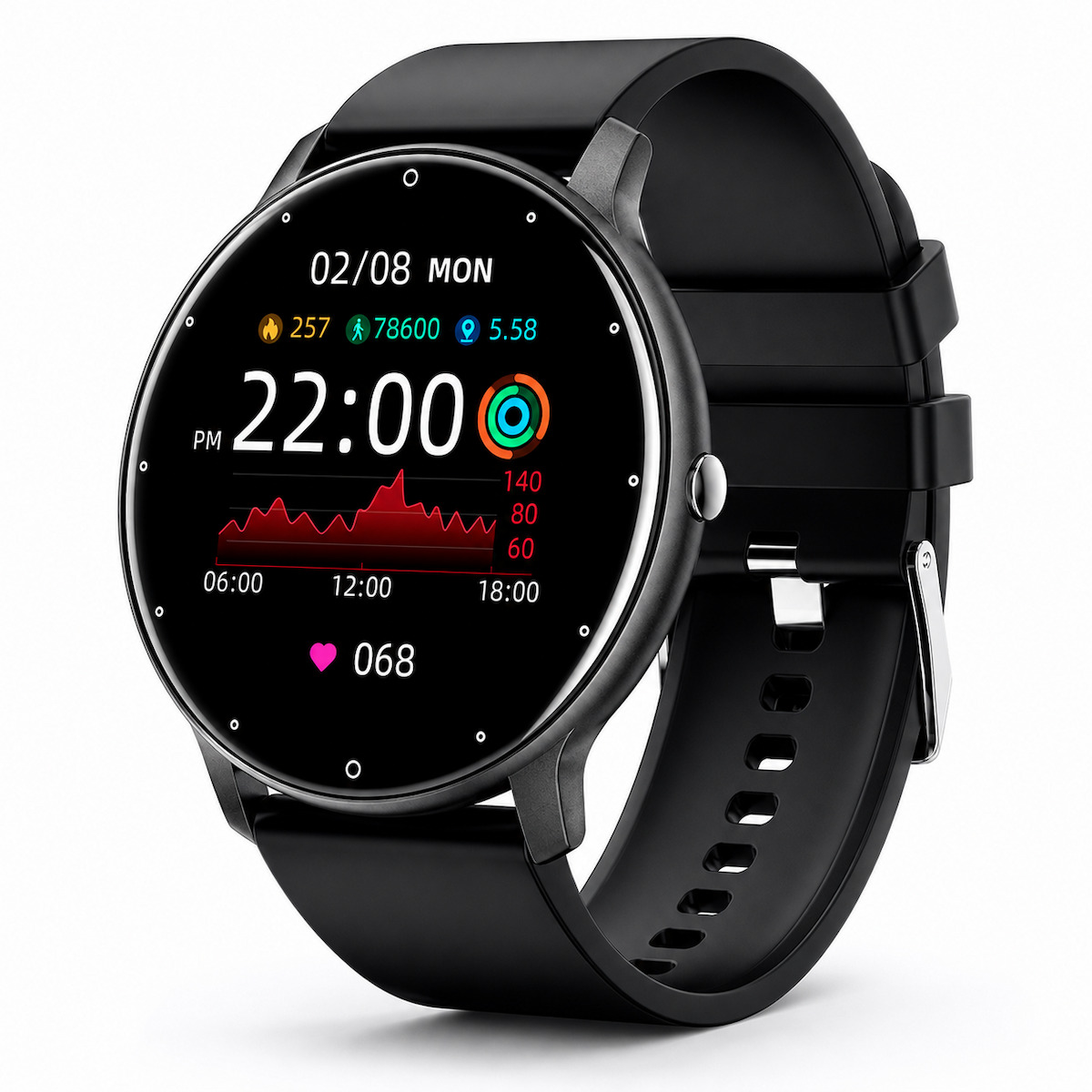 GF03 Aluminum Smartwatch with Heart Rate Monitor Black