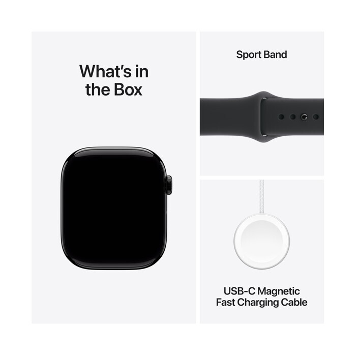 Apple Watch Series 11 Aluminium 46mm Waterproof with eSIM and Heart Rate Monitor (Jet Black Aluminium Case with Black Sport Band - S/M) view 7