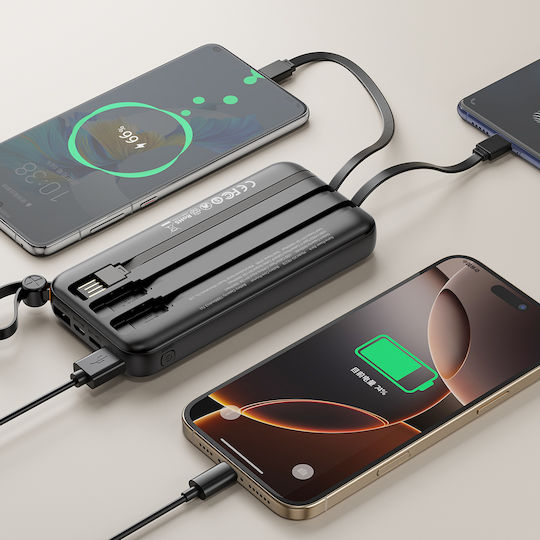 XO PR278 Power Bank 10000mAh 10W with 2 USB-A Ports and USB-C Port Black view 4