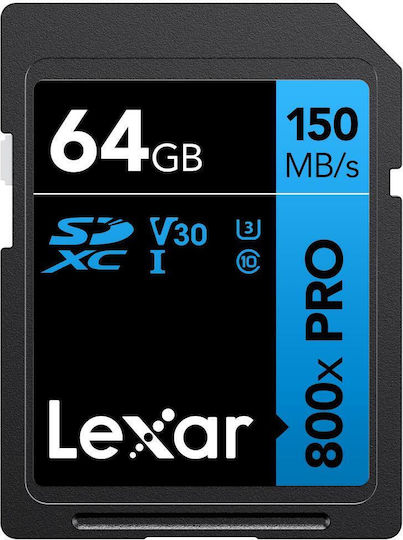 Lexar Professional SDXC 64GB U3 V30 UHS-I 150MB/s With Adapter
