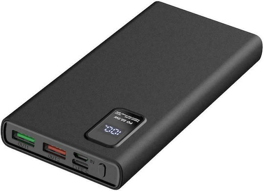 Platinet PL0408 Power Bank 10000mAh 22.5W with 2 USB-A Ports and USB-C Port Power Delivery / Quick Charge 3.0 Black view 1