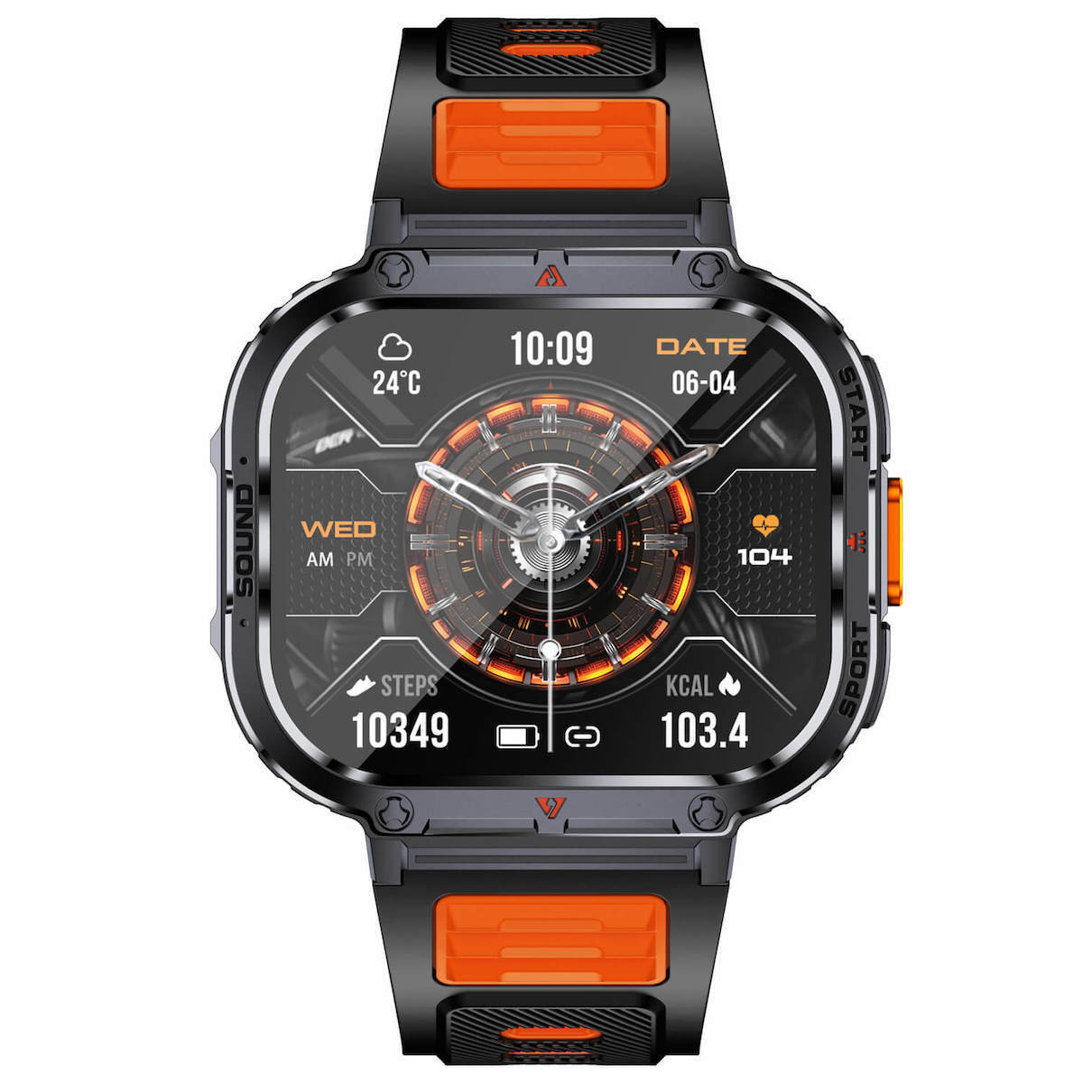 Microwear NX23 Smartwatch with Heart Rate Monitor (Orange) vue 3