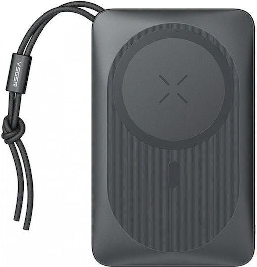 Veger MagOn Magnetic Wireless MagSafe Power Bank 10000mAh 20W with USB-A Port and USB-C Port Power Delivery / Quick Charge 3.0 Gray