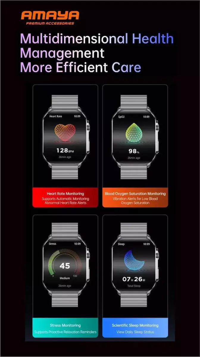 Amaya Pro Smartwatch with Heart Rate Monitor (Gray) view 3