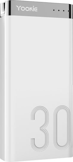 Yookie YO13 Power Bank 30000mAh with 2 USB-A Ports White view 1