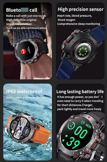 LG78 Pro 45mm Smartwatch with Heart Rate Monitor (Red) view 2