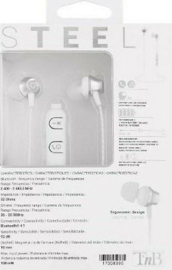 T'nB Steel In-ear Bluetooth Handsfree Earphones Silver view 3