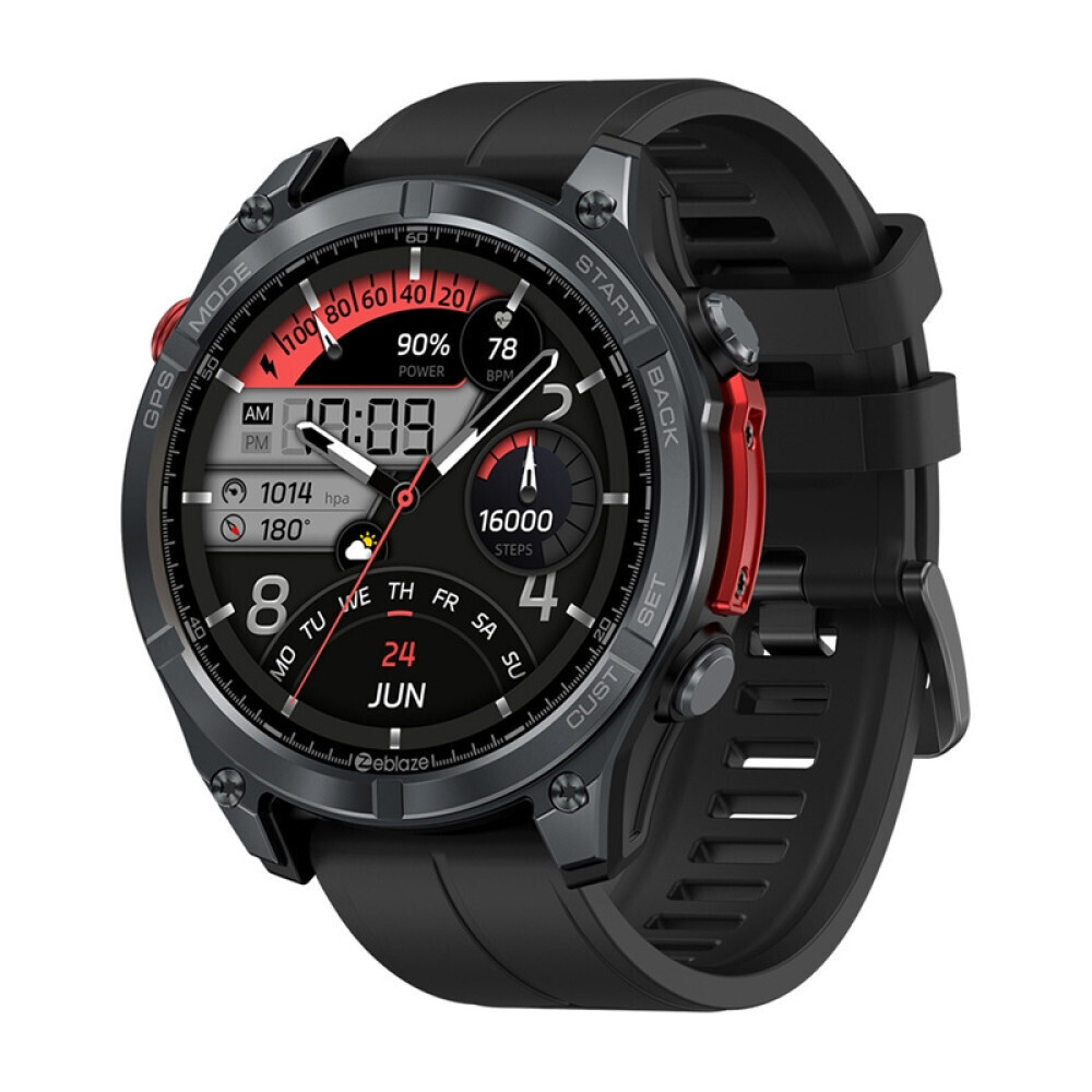 Zeblaze Stratos 4 Stainless Steel 49mm Waterproof Smartwatch with Heart Rate Monitor Black M/L view 1