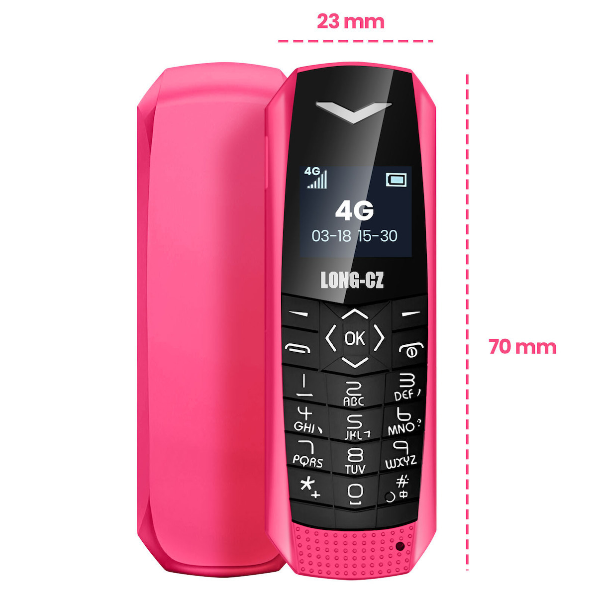 Avizar Long CZ S60 Single SIM (1GB/64GB) Mobile with Buttons Fuchsia view 2