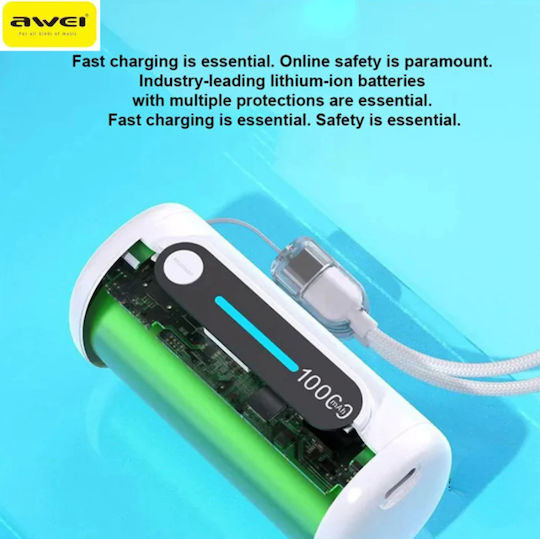 Awei Wp-117 Pocket Powerbank 10000mah 22.5w Usb-c Fast Charging Black view 5