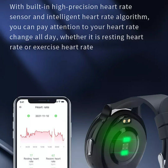 KL2 45mm Smartwatch with Heart Rate Monitor (Black) view 7