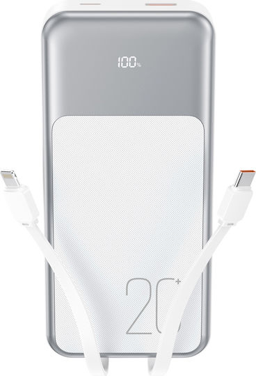 XO PR249 Power Bank 20000mAh 20W with USB-A Port and USB-C Port Power Delivery / Quick Charge 3.0 White