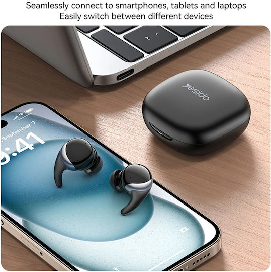 Yesido TWS30 In-ear Bluetooth Handsfree Earphones with Sweat Resistance and Charging Case Black vue 6