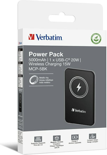 Verbatim Power Bank 5000mAh 15W with USB-C Port Black view 4