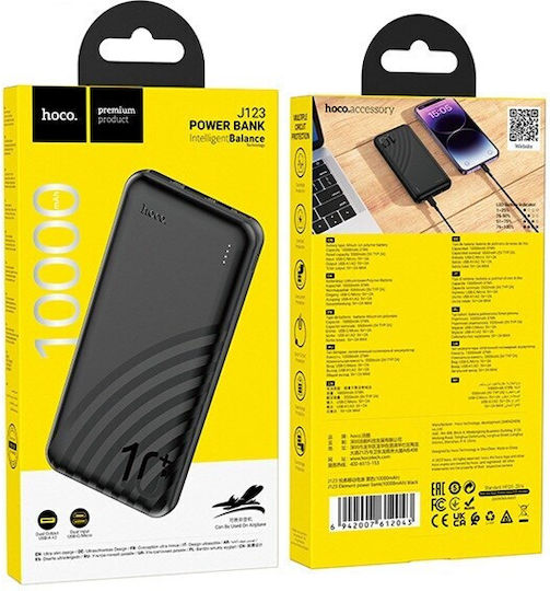 Hoco J123 Power Bank 10000mAh 22.5W with 2 USB-A Ports and 2 USB-C Ports Black view 6